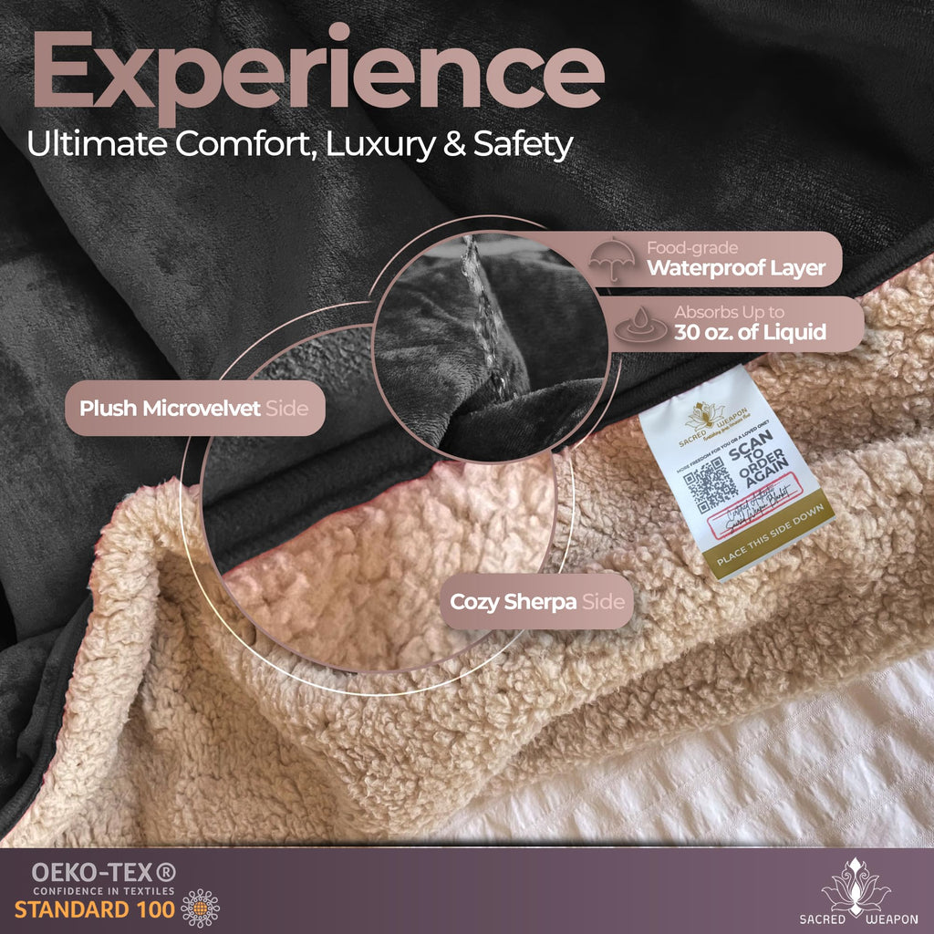 Sacred Weapon Sherpa Fleece Waterproof Love Blanket - Plush, Warm & Machine Washable - For Couples, Intimacy, Babies, Couples, Intimacy, Pets & Cold Weather Comfort