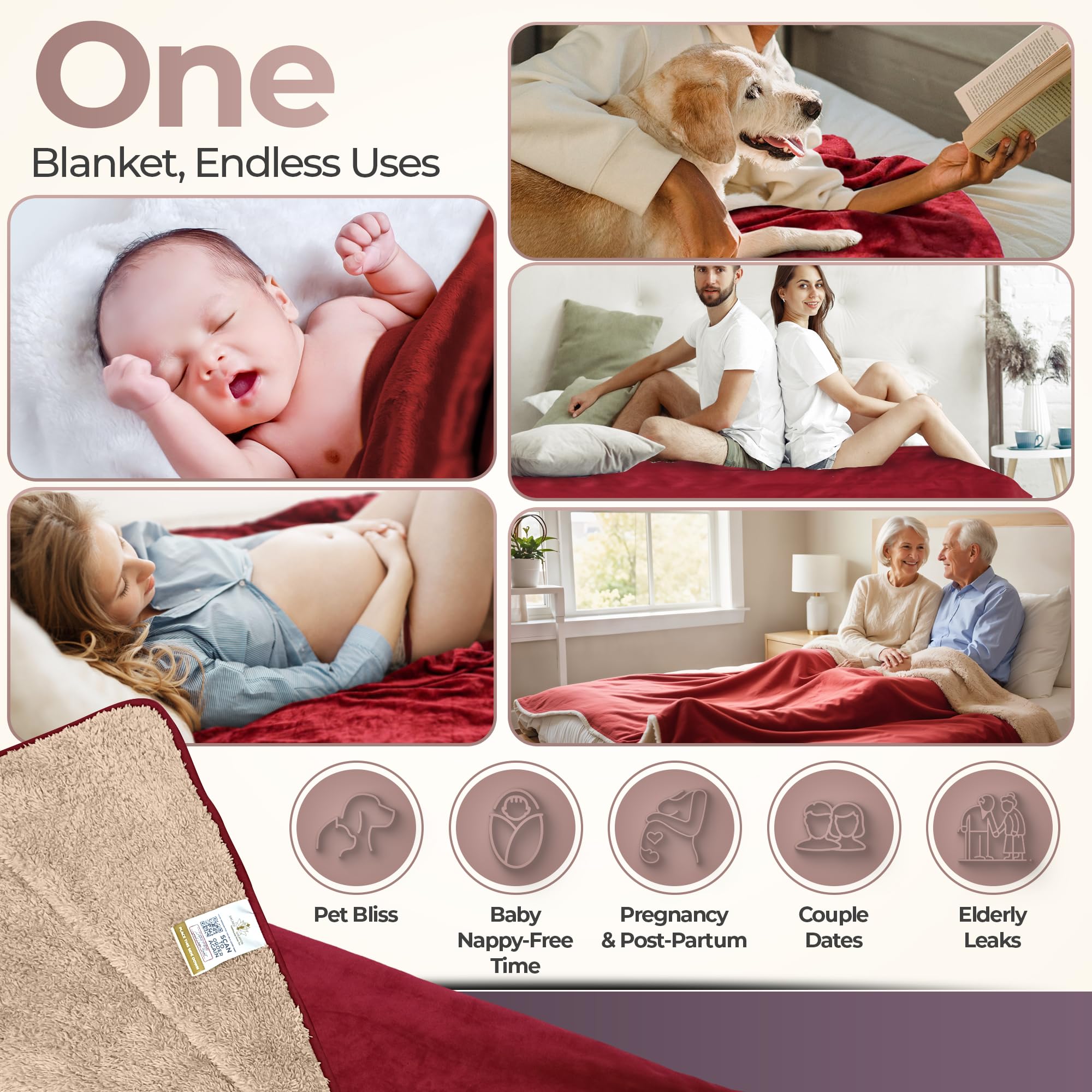 Sacred Weapon Sherpa Fleece Waterproof Love Blanket - Plush, Warm & Machine Washable - For Couples, Intimacy, Babies, Couples, Intimacy, Pets & Cold Weather Comfort