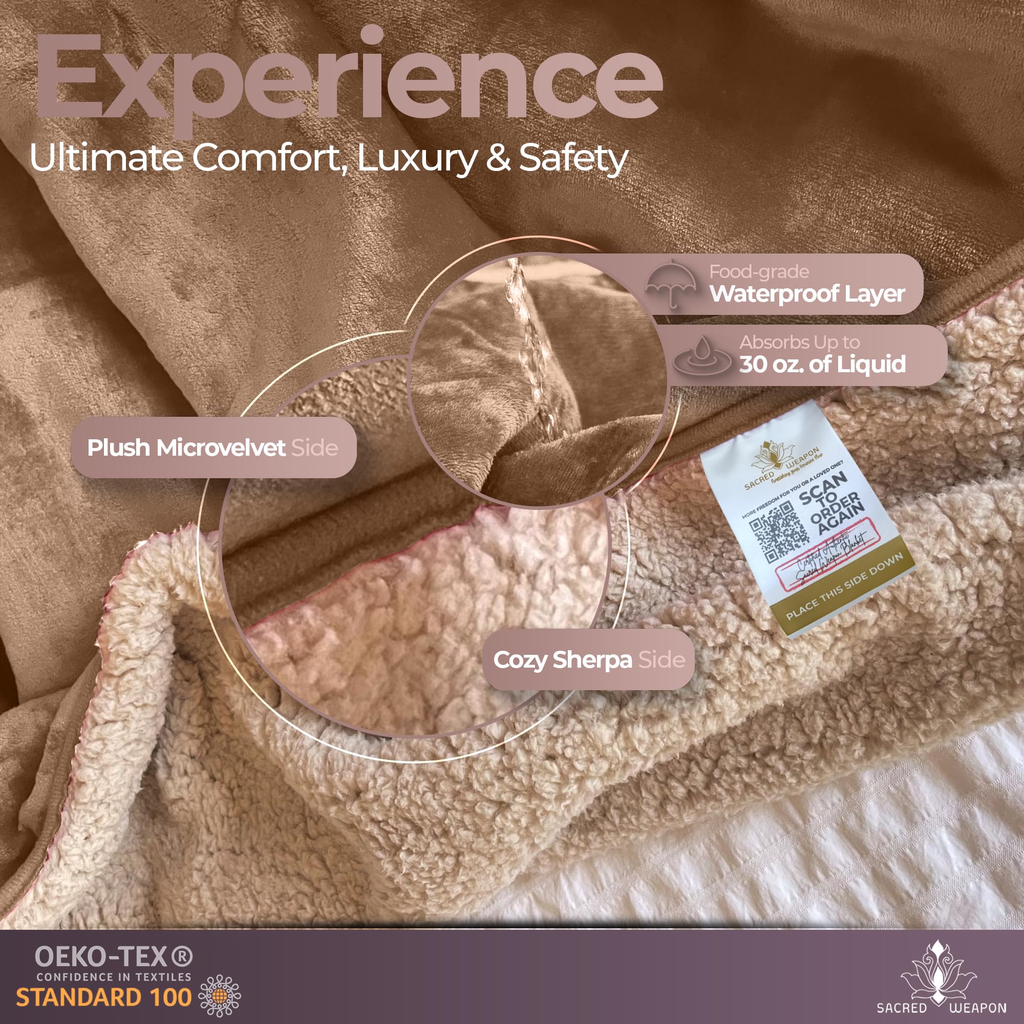 Sacred Weapon Sherpa Fleece Waterproof Love Blanket - Plush, Warm & Machine Washable - For Couples, Intimacy, Babies, Couples, Intimacy, Pets & Cold Weather Comfort
